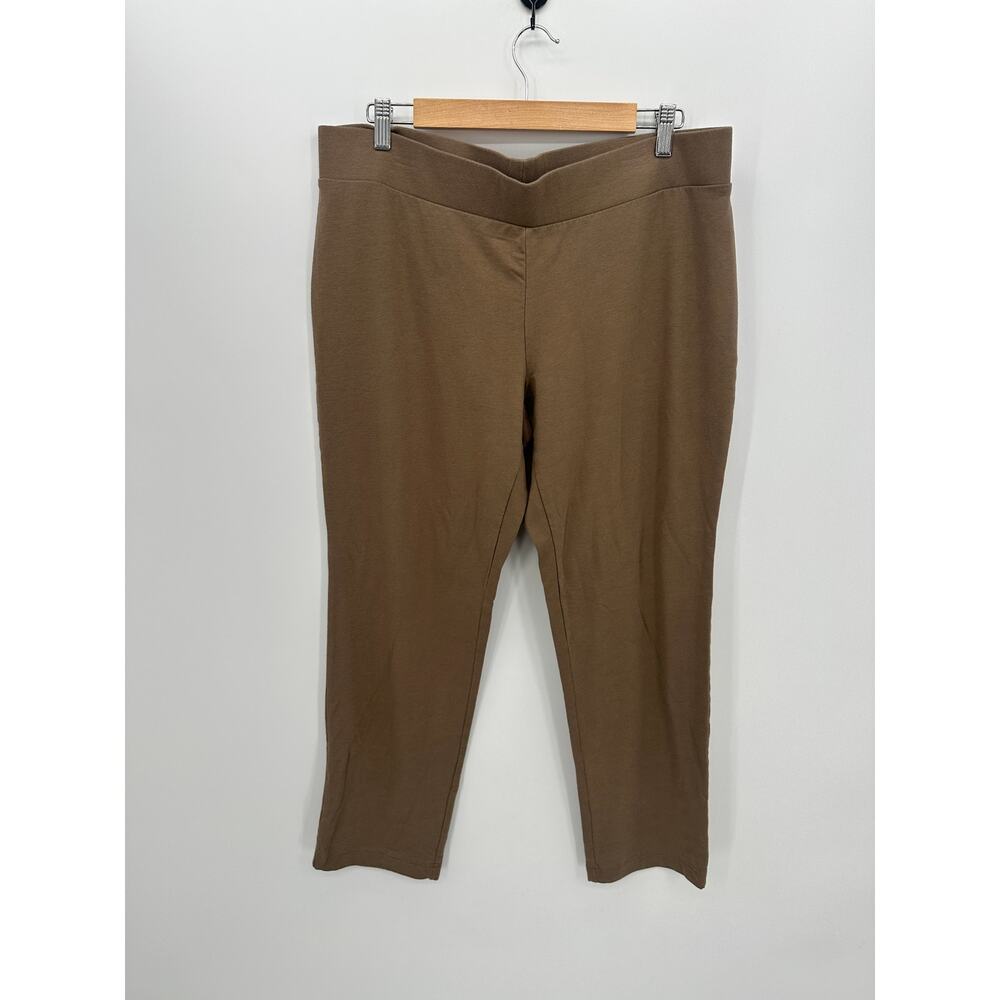 PureJill Womens Brown Pull on Slim Leg Ankle Pants Size LP Pima Cotton Stretch
